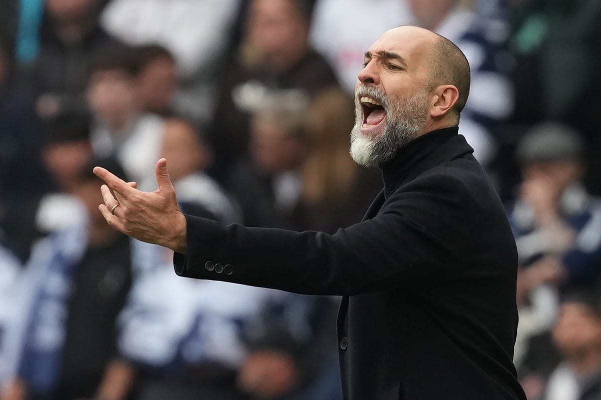 Tottenham Hotspur's Croatian head coach Igor Tudor gestures on the touchline during the English Premier League football match between Tottenham Hotspur and Nottingham Forest at the Tottenham Hotspur Stadium in London, on March 22, 2026.