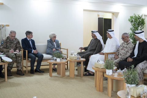 UAE President His Highness Sheikh Mohamed bin Zayed Al Nahyan receives Catherine Vautrin, Minister of the Armed Forces and Veterans Affairs of the French Republic.
