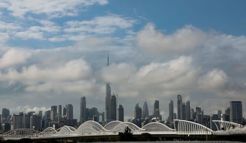A view of the Dubai skyline from Al Jaddaf. 