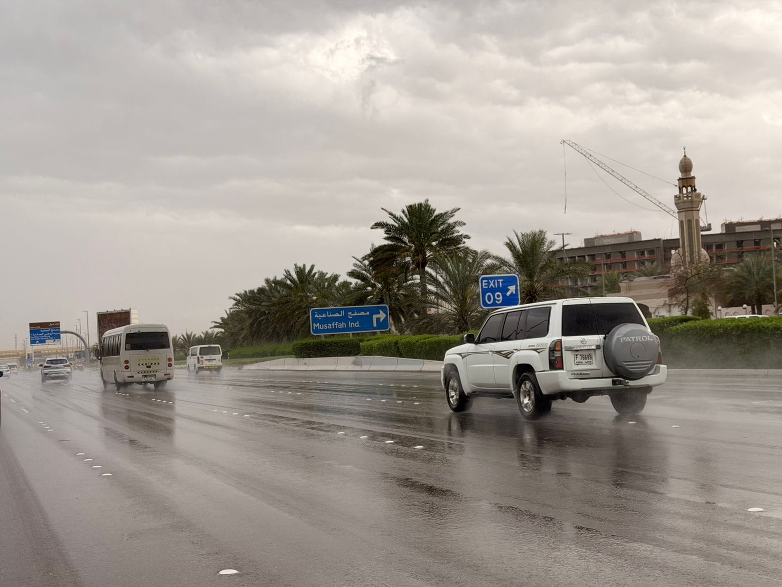Rains and cloudy weather at Musaffah in Abu Dhabi. 