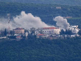 Smoke rises from Israeli artillery shelling on the village of Bayada as it is seen from Tyre city, south Lebanon. File photo taken on Thursday, March 26, 2026. 