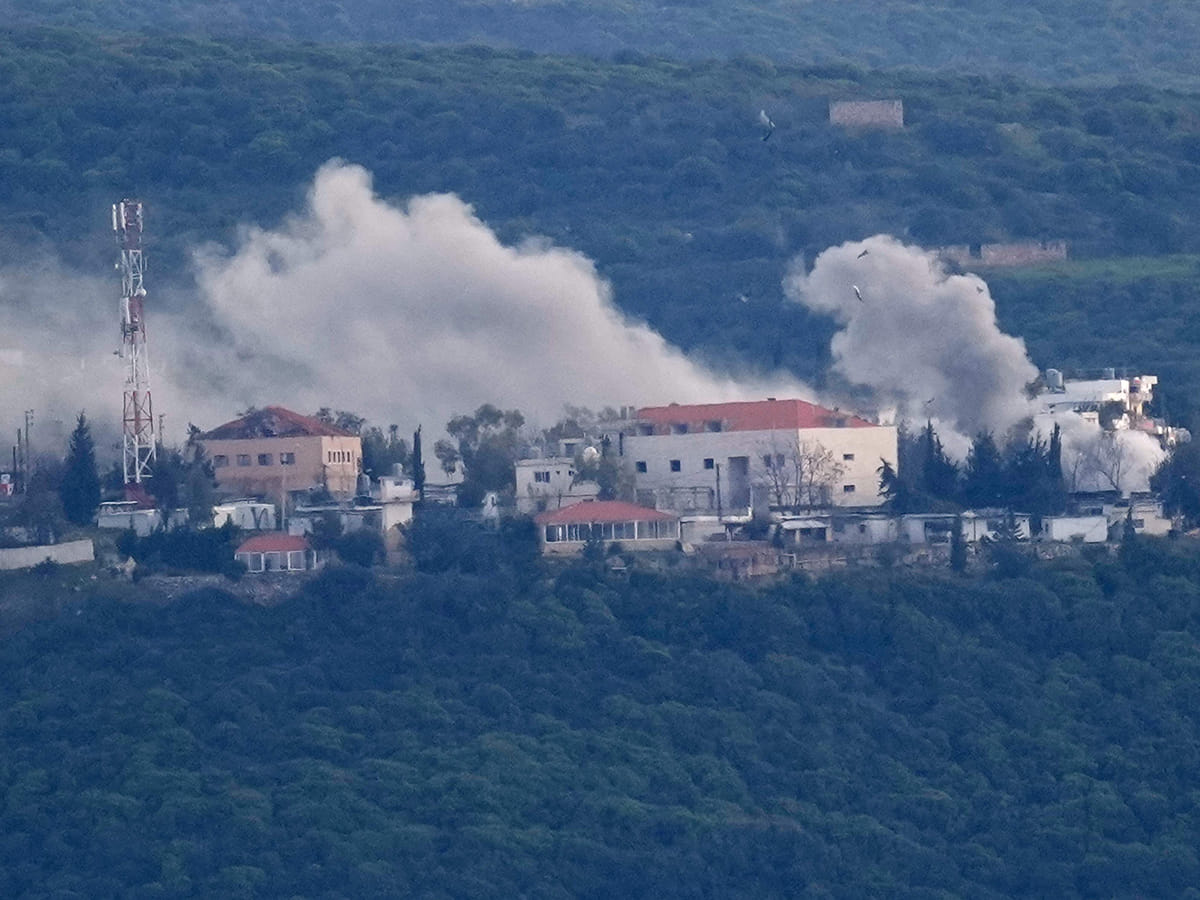Smoke rises from Israeli artillery shelling on the village of Bayada as it is seen from Tyre city, south Lebanon. File photo taken on Thursday, March 26, 2026.