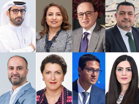 Clockwise from top left: Mohamed Jassim Al Rais, Mania Merrikhi, Redha Al Mansouri, Mohd Kenanah, Bushra Khan, Amit Nayak¸ Hoda Barakat and  Ajay Bhojwani 