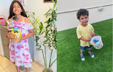 Left: Dubai-based Alison Rego's daughter, and right: Melissa Maalouf's son. 