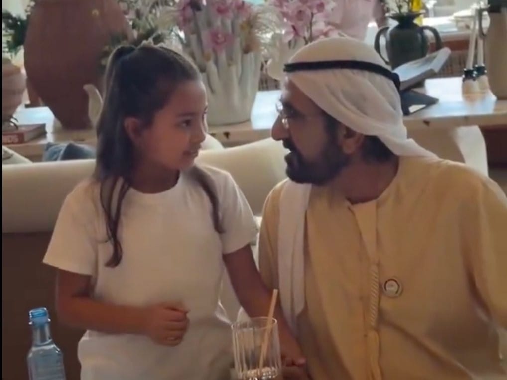 Sheikh Mohammed was seen engaging in a warm, spontaneous conversation with a young girl, Bella Maria.