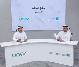 Ahmed Darwish Al Muhairi, Director General of IACAD, and Engineer Ahmed Al Kaabi, a Board Member of the Emarat EV Charging Stations Company (UAEV) signed the agreement that would see electric vehicle smart chargers being installed in Dubai mosques. 

