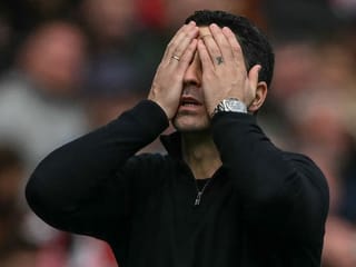 Mikel Arteta reacts to Alex Scott's winner as his side drop points in the Premier League title race 