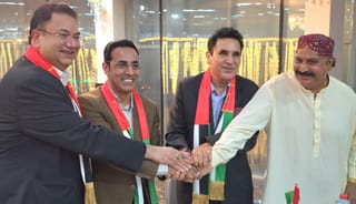 (2nd from left) Sardar Javed Yaqoob, Fraz Chaudhry and Malik Muhammad Ishaq during the solidarity event in Dubai.