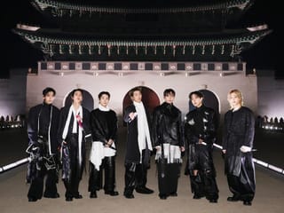 BTS posing for their concert at Gwanghwamun Square in Seoul.