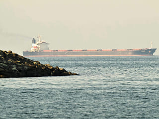 A cargo ship in the Strait of Hormuz.