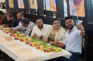 A resident takes a selfie while having sadhya at Calicut Notebook Restaurant in Lulu Hypermarket, Al Qusais as they celebrate Vishu on Wednesday.