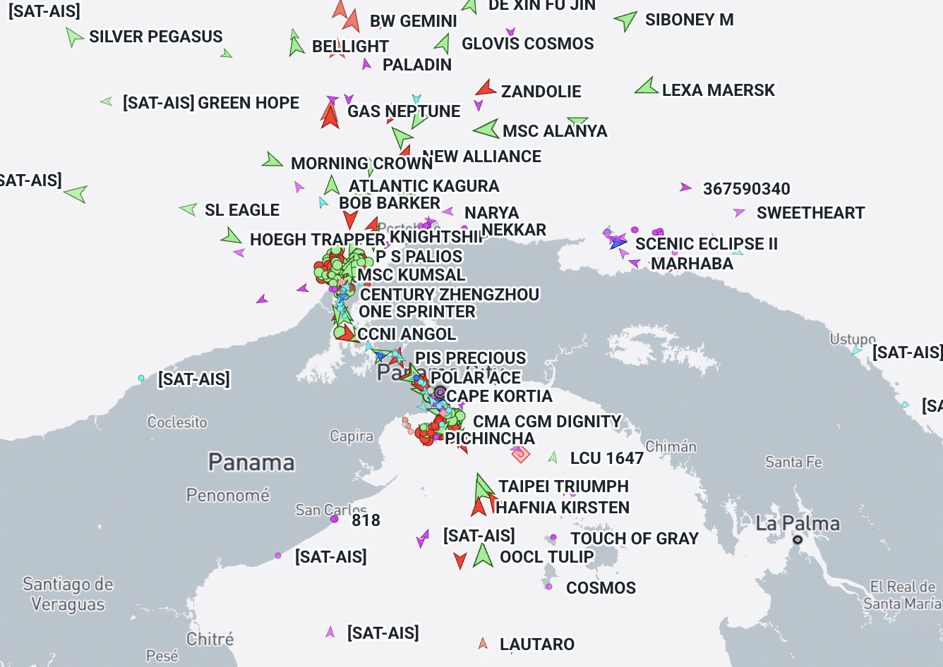 The queue of ships crossing Panama Canal as of 6.35am Asia time, April 17, 2026.