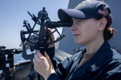 Guided-missile destroyer USS Michael Murphy (DDG 112) patrols the Arabian Sea, April 17, as US forces enforce the naval blockade on ships attempting to enter or exit Iranian ports.