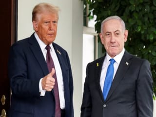 US President Donald Trump and Israeli Prime Minister Benjamin Netanyahu during earlier talks. The two leaders spoke amid growing fears of renewed war with Iran.