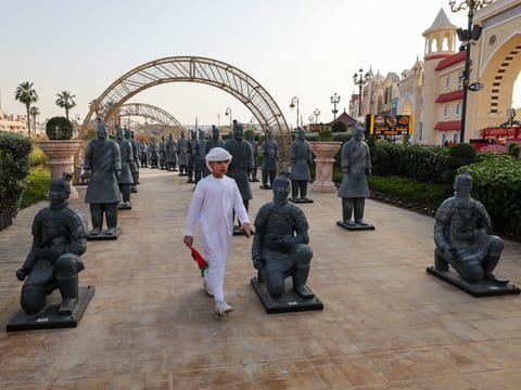 A young visitor at Global Village's new installation of Terracotta Warriors Army.  