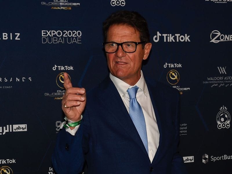 Former England manager Fabio Capello arrives at the Dubai Globe Soccer Awards