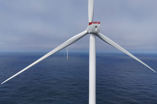 Turbines are visible at Sunrise Wind offshore wind farm that is under construction off the coast of Montauk Point, New York, Thursday, April 23, 2026. (AP Photo/Joshua A. Bickel)