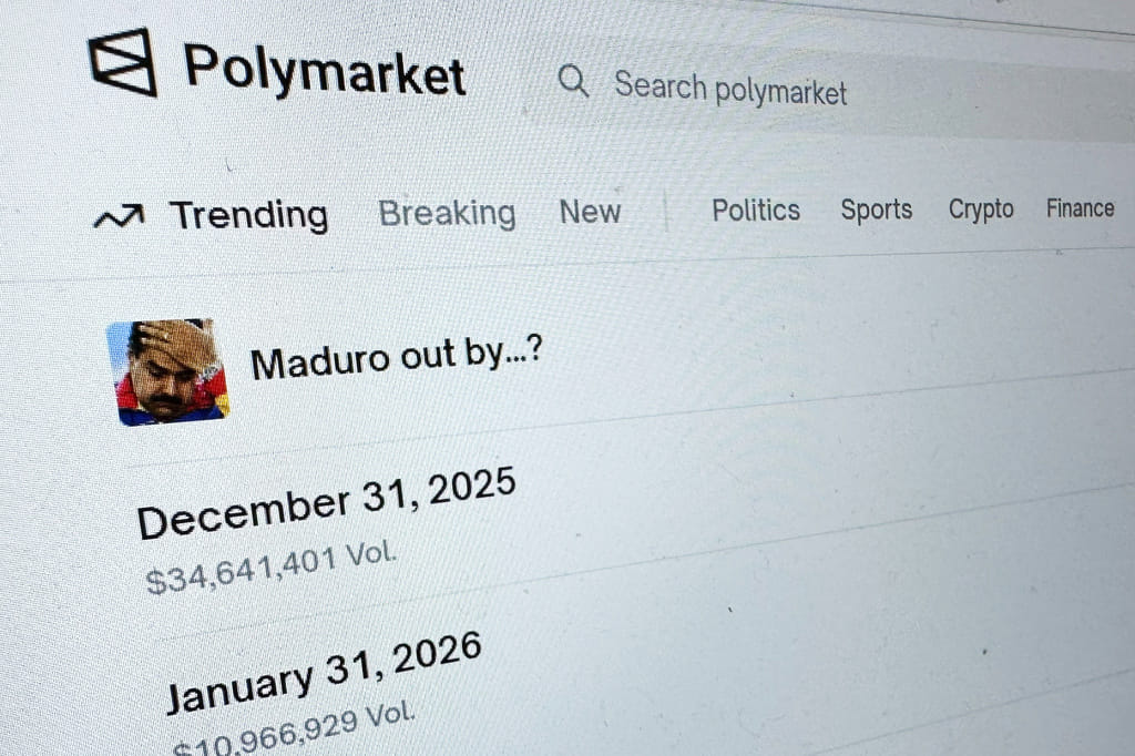 FILE - The Polymarket prediction market website is displayed on a computer screen, Jan. 11, 2026, in New York.