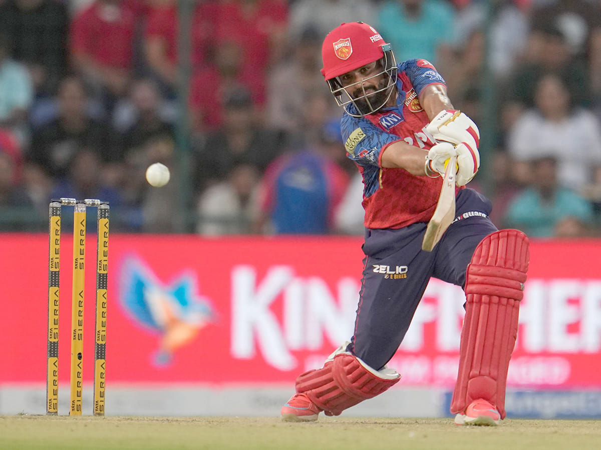 Punjab Kings' Prabhsimran Singh hits a boundary