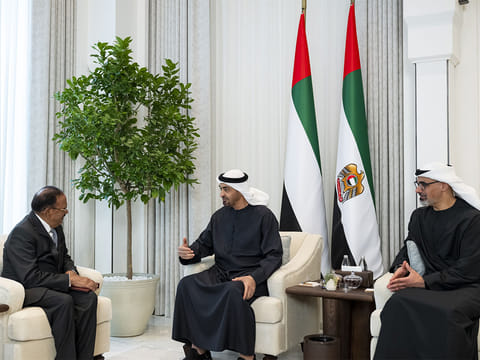 UAE President His Highness Sheikh Mohamed bin Zayed Al Nahyan with Ajit Doval, National Security Adviser of India.