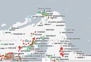 A screengrab taken from a data visualisation recording marine traffic on April 28, 2026 (2.30 am GMT).
