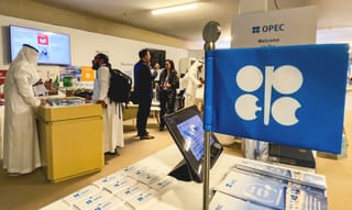 This picture taken on December 10, 2023 shows the OPEC pavilion at the United Nations climate summit in Dubai.