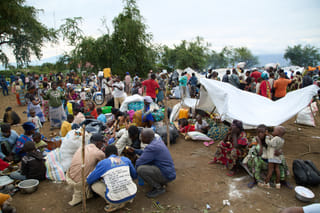 FILE -Internally displaced people (IDPs) fleeing fighting in Congo's South Kivu province arrive in Cibitoke, Kansega, Burundi, Dec. 11, 2025. (AP Photo/Berthier Mugiraneza, File)