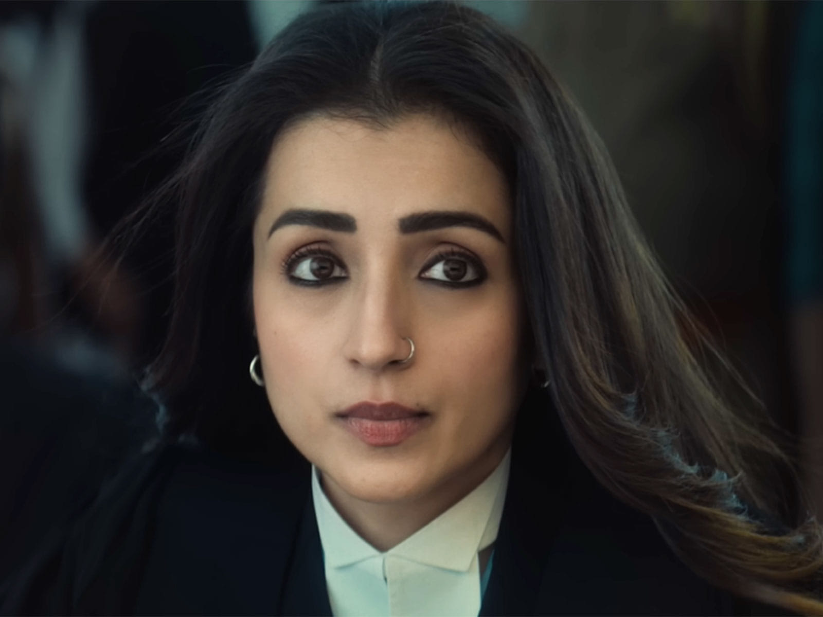 Trisha Krishnan in Karuppu. (Photo/X@DreamWarriorPictures)