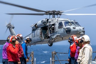 Admiral Brad Cooper, CentCom commander, visited USS Milius (DDG 69) on May 2, 2026 as the guided-missile destroyer patrolled regional waters in support of the US blockade operations against Iran. While on board, he interacted with Sailors and addressed them on the 1MC while highlighting the importance of the ongoing mission. As of May 3, 2026, a total of 49 commercial vessels have been redirected to comply with the blockade. US forces remain fully committed to total enforcement.
