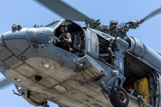 A US Navy MH-60 Sea Hawk helicopters supporting 'Project Freedom' in and near the Strait of Hormuz. On Tuesday, Sea Hawk and US Army AH-64 Apache helicopters were used to eliminate Iranian small boats threatening commercial shipping, according to the US military.