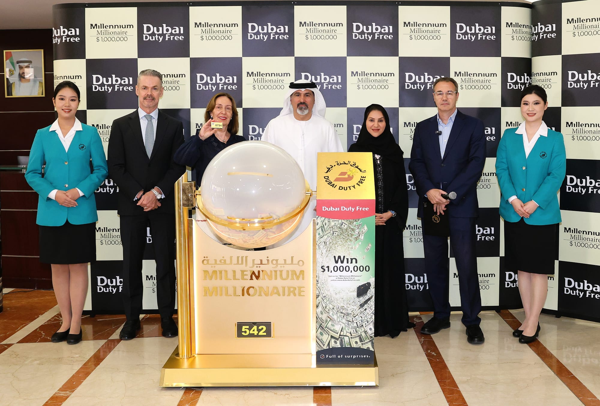 Officials during the Millennium Millionaire Duty Free Draw on Wednesday
