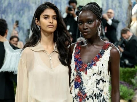 Bhavitha Mandava and Awar Odhiang attend the 2026 Met Gala celebrating "Costume Art" at the Metropolitan Museum of Art on May 04, 2026 in New York City.