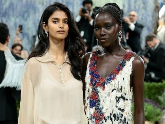 Bhavitha Mandava and Awar Odhiang attend the 2026 Met Gala celebrating "Costume Art" at the Metropolitan Museum of Art on May 04, 2026 in New York City.
