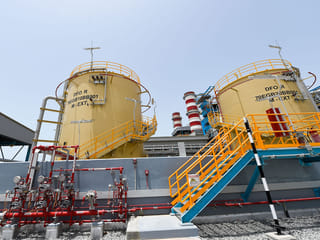 The Jebel Ali Power Plant and Desalination Complex in Dubai. The National Water Security Strategy 2036 sets specific targets for emergency storage, network interconnections between water and electricity entities, and distribution capacity designed to function under crisis conditions. 