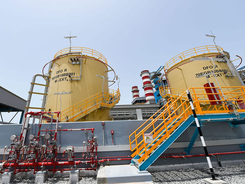 The Jebel Ali Power Plant and Desalination Complex in Dubai. The National Water Security Strategy 2036 sets specific targets for emergency storage, network interconnections between water and electricity entities, and distribution capacity designed to function under crisis conditions. 