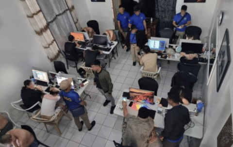 A scene of a Philippine police raid on a text scam hub in Subic, Zambales. File photo taken on September 4, 2024. Philippine police has ramped up its drive against illegal text blasters from shuttered offshore gaming ops, sold guerrilla-style online.

