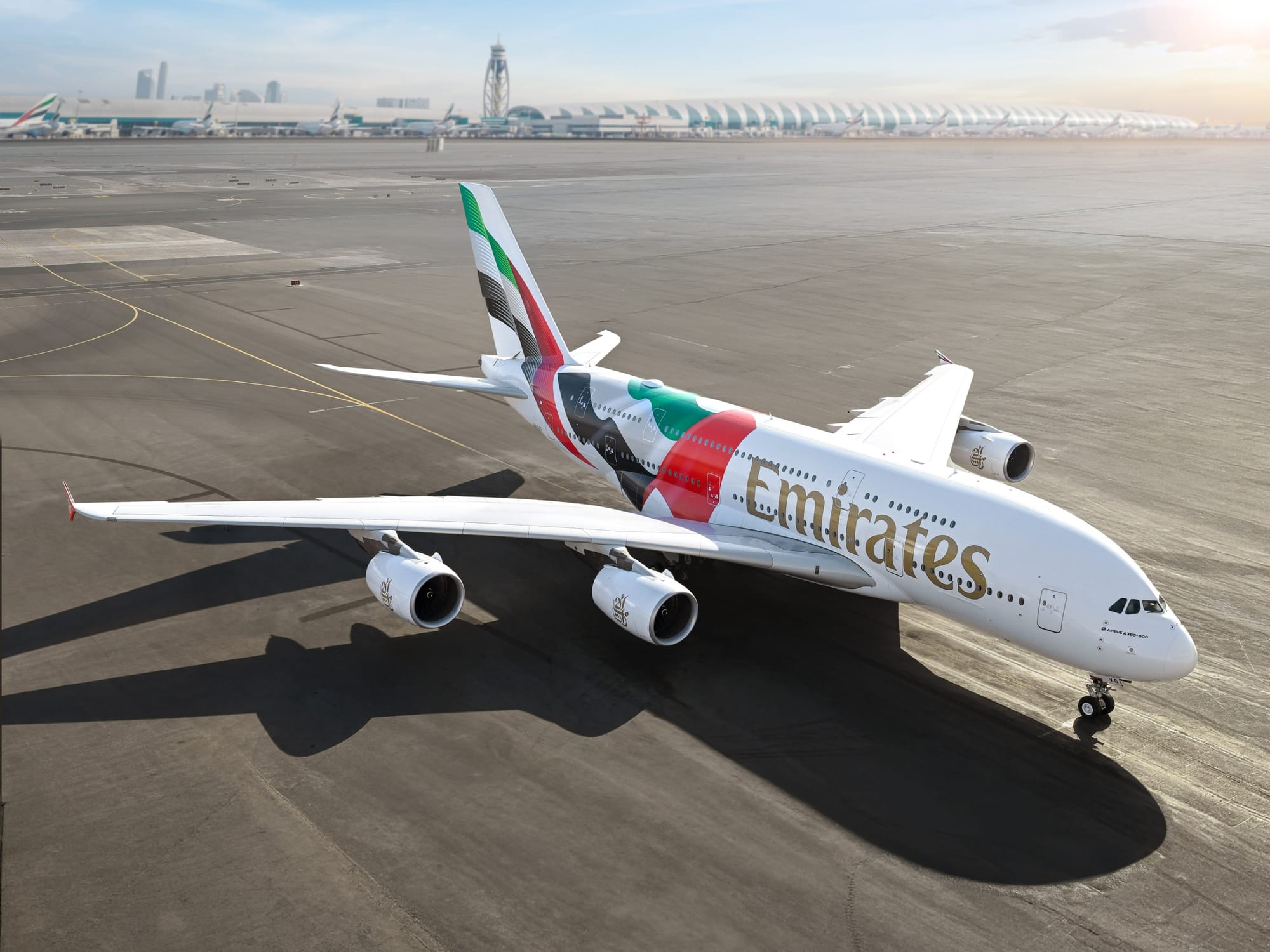 The special flag livery is one of many that have marked special national events and commemorations in the UAE.