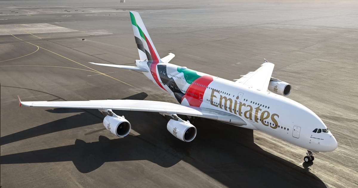 Look: Emirates unveils striking new UAE flag livery on its Airbus A380 superjumbo