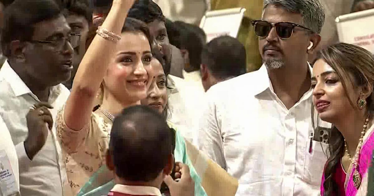 ‘Show stealer’: Trisha grabs spotlight at Vijay’s swearing-in as Tamil Nadu Chief Minister