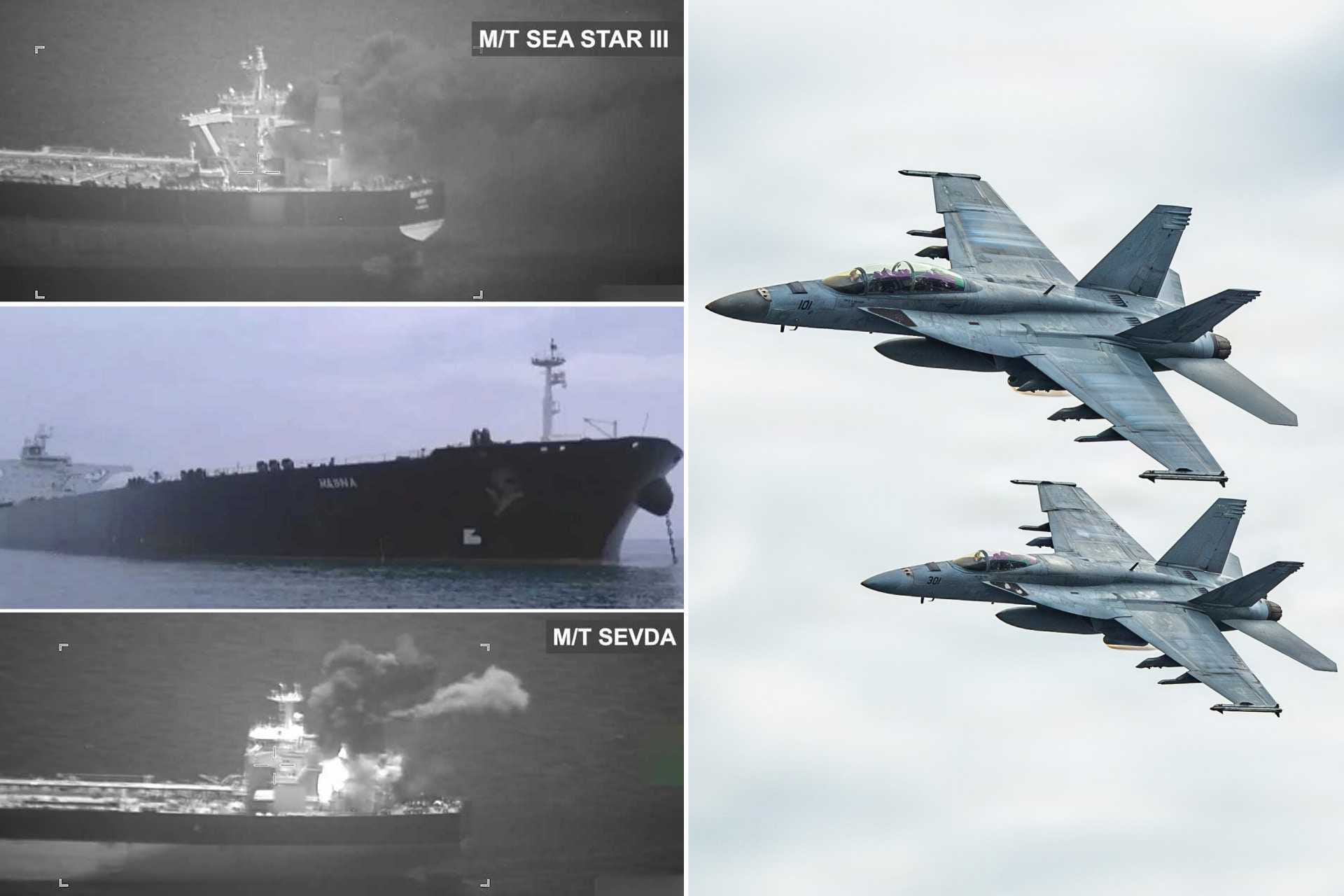 The three Iran-linked tankers were stopped on their tracks while trying to run the US naval blockade towards Iranian ports from the Arabian Sea. US Navy launched F/A-18 strafing attacks against the Iranian tankers in the Gulf of Oman.