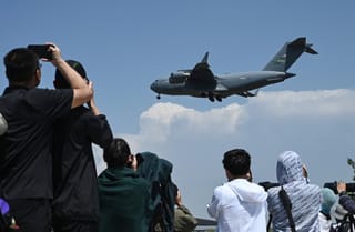 US Air Force C-17s land ahead of Trump visit