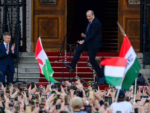 Hungary’s dancing minister steals spotlight again at PM inauguration