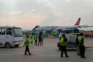 Fire breaks out on Turkish Airlines jet while landing