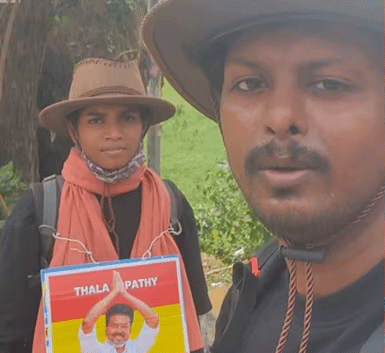 Mohammed Rafi and his wife, C.P. Ummu Shahanamol, residents of Tanur in Kerala’s Malappuram district, began their trek on May 7 — just days before Vijay took oath as Tamil Nadu’s 9th chief minister on May 10.