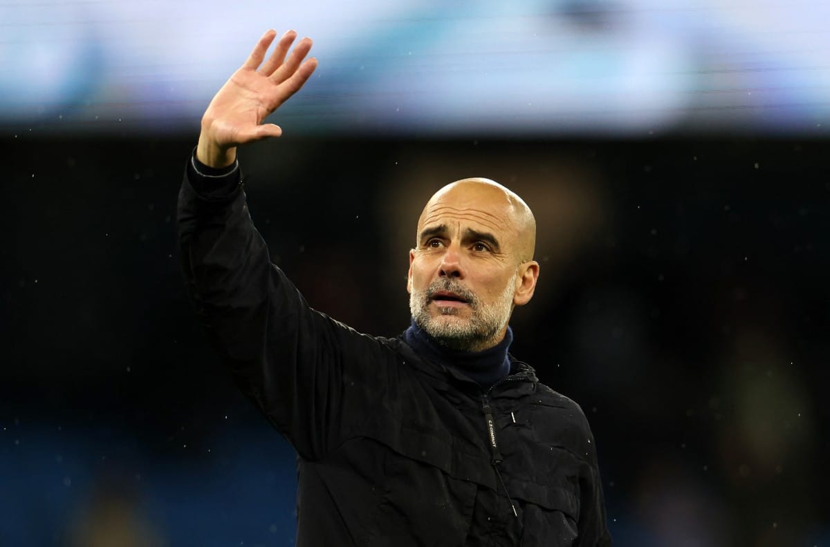 Manchester City's Spanish manager Pep Guardiola waves to the fans following the English Premier League football match between Manchester City and Crystal Palace at the Etihad Stadium in Manchester, north west England, on May 13, 2026