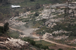 Lebanon: Military vehicles of the Israeli Defense Forces patrol in southern Lebanon, as seen from northern Israel, on May 11, 2026. 