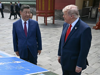 China's President Xi Jinping (L) and US President Donald Trump visit the Temple of Heaven in Beijing on May 14, 2026