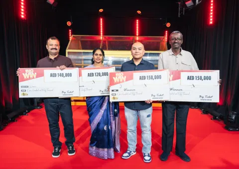 From left to right: Ratheesh Jayachandran Nair Vasantha, Thirukotla Diva Anuradha, Joeben Aquino, and Abdel Rahman Ali Ahmed Mohamed