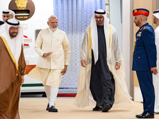 UAE President His Highness Sheikh Mohamed bin Zayed Al Nahyan welcomed Indian Prime Minister Narendra Modi upon his arrival in the United Arab Emirates. The visit marks the first stop of PM Modi’s multi-nation diplomatic tour, underscoring continued high-level engagement between the two nations.