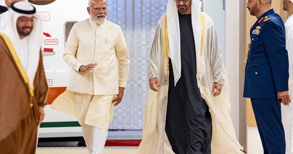 UAE President receives Indian PM Narendra Modi in Abu Dhabi